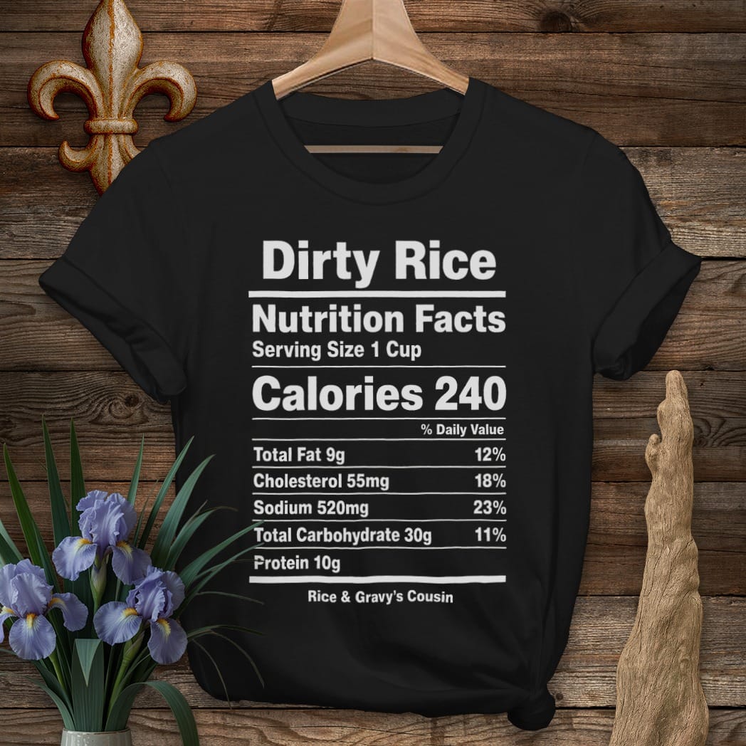 S / Black Louisiana Dirty Rice Nutrition T-Shirt by Laissez Faire Wear