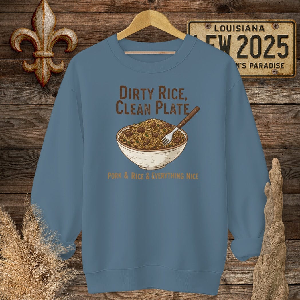 S / Indigo Blue Louisiana Dirty Rice Sweatshirt by Laissez Faire Wear