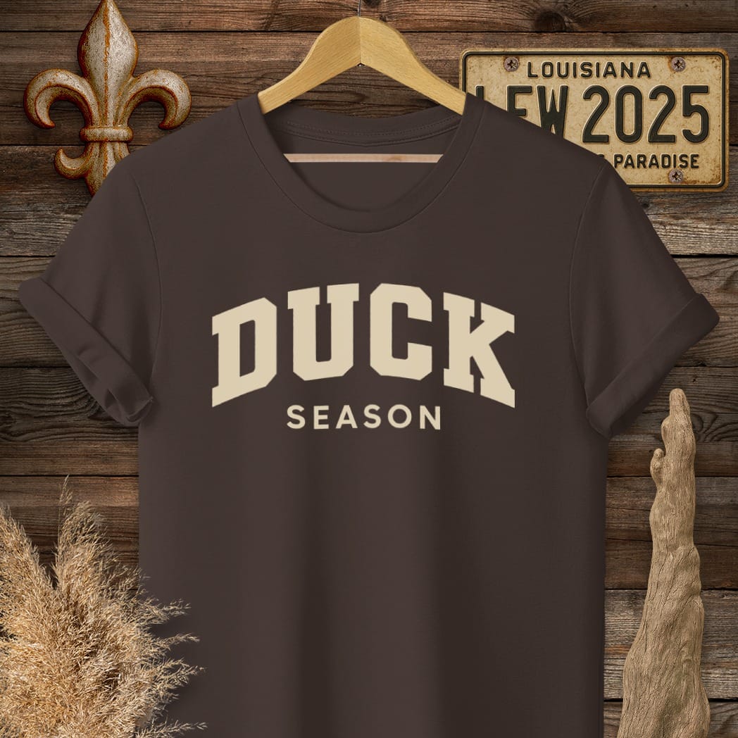 S / Dark Chocolate Louisiana Duck Season T-Shirt by Laissez Faire Wear