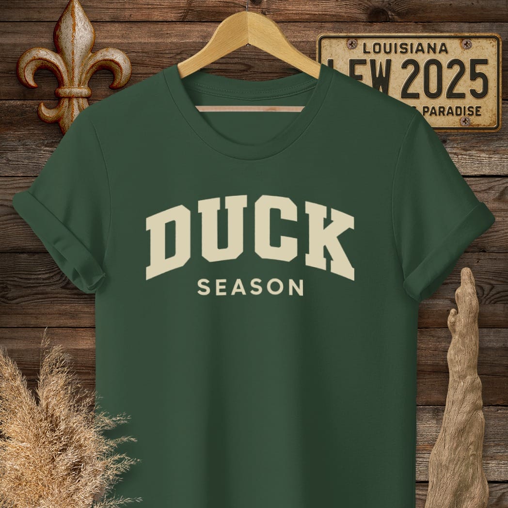 S / Forest Green Louisiana Duck Season T-Shirt by Laissez Faire Wear
