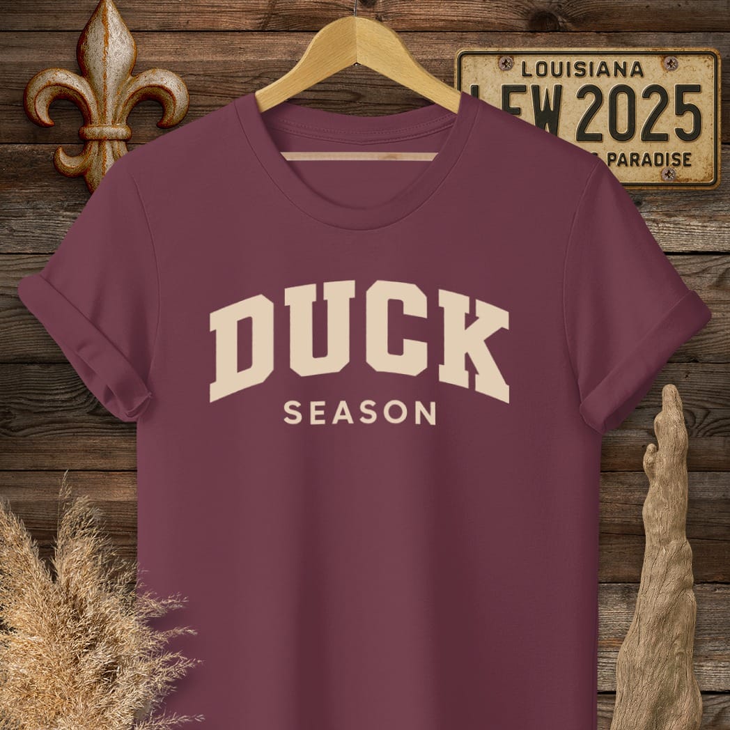 S / Maroon Louisiana Duck Season T-Shirt by Laissez Faire Wear