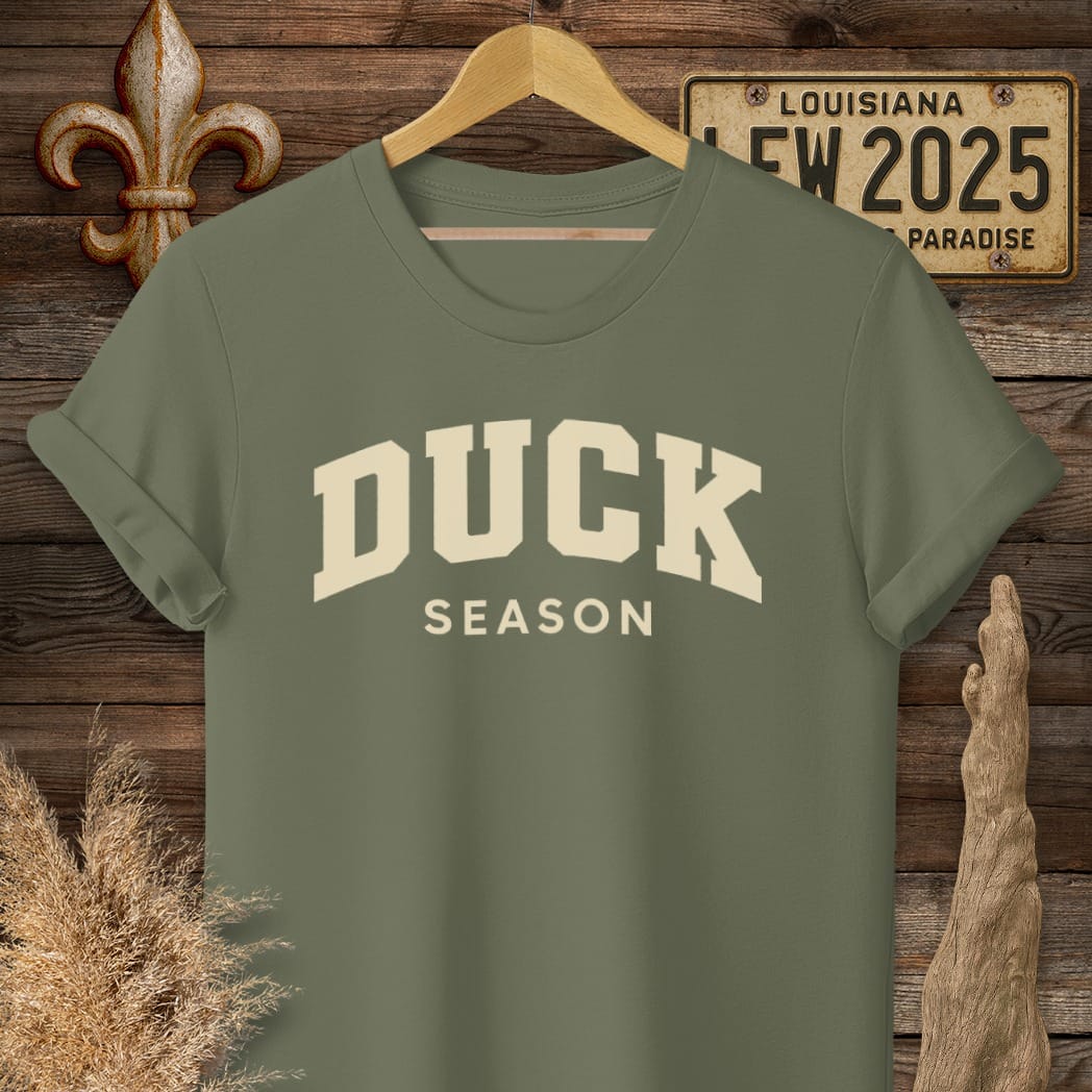 S / Military Green Louisiana Duck Season T-Shirt by Laissez Faire Wear