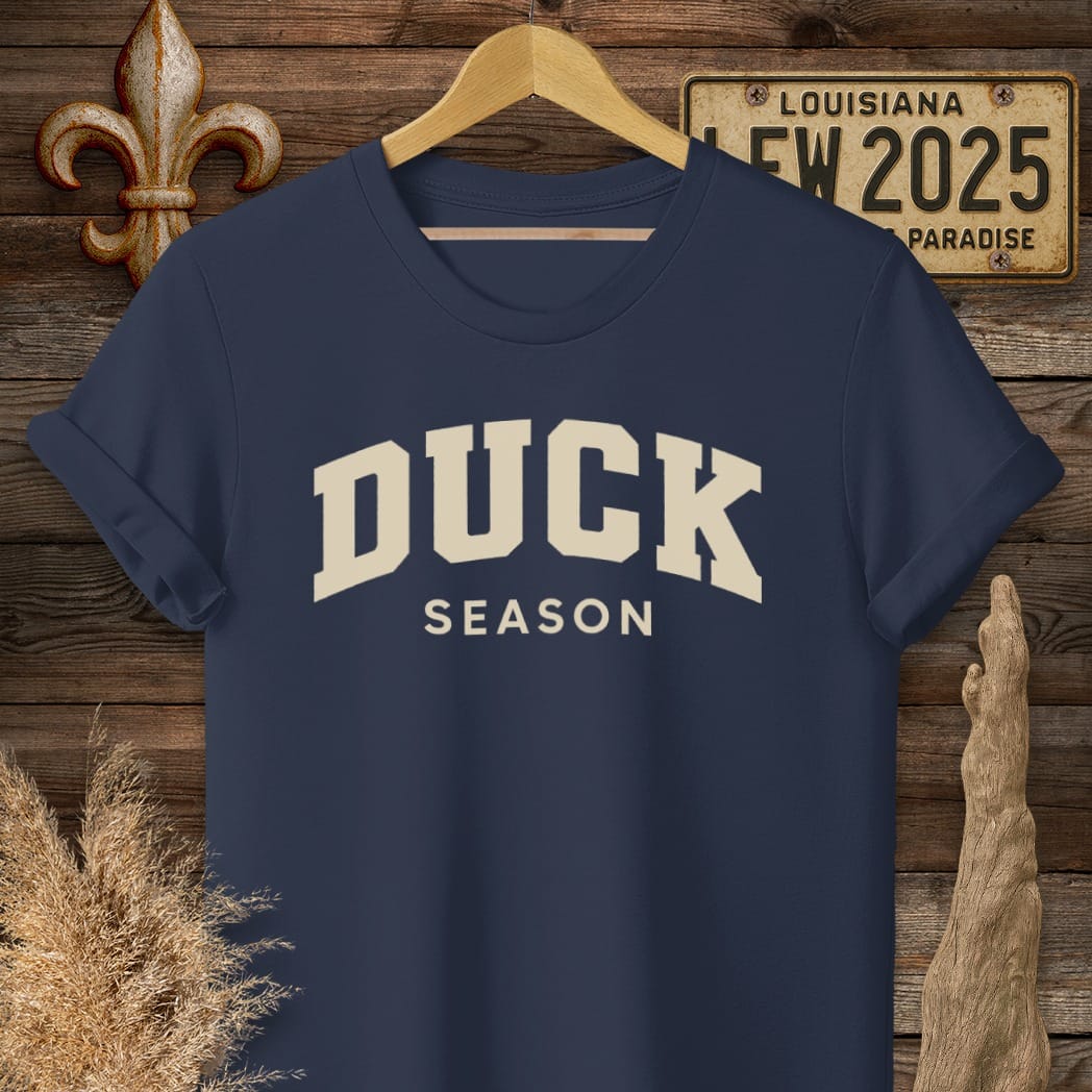 S / Navy Louisiana Duck Season T-Shirt by Laissez Faire Wear