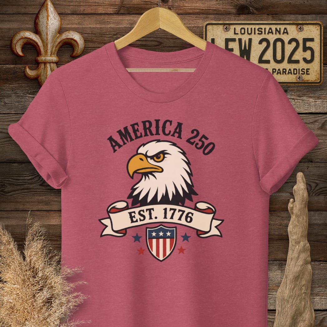 S / Heather Cardinal Louisiana Eagle Eyed Since 1776 T-Shirt by Laissez Faire Wear