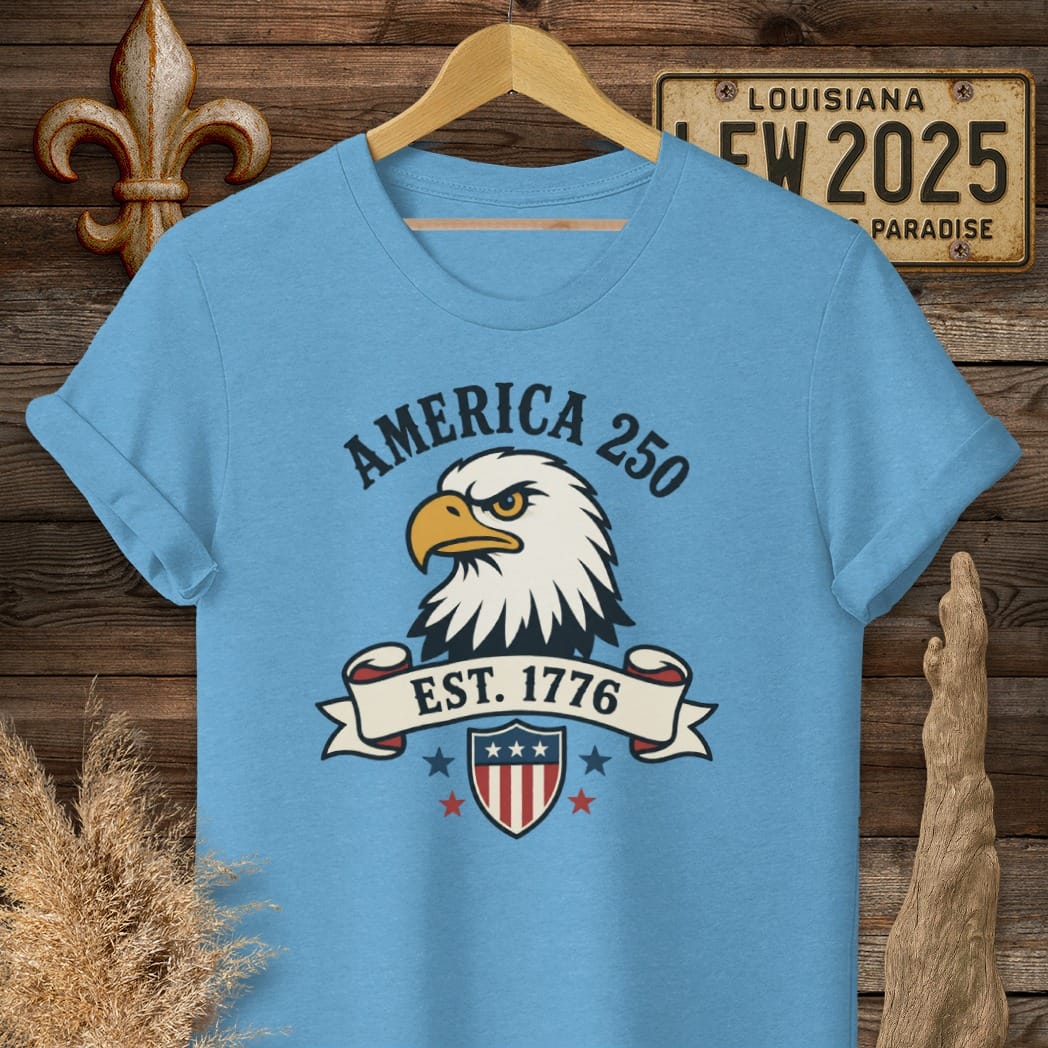 S / Heather Sapphire Louisiana Eagle Eyed Since 1776 T-Shirt by Laissez Faire Wear