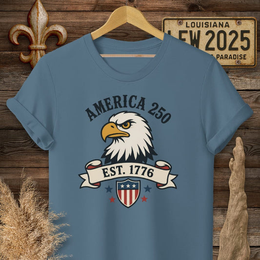 S / Indigo Blue Louisiana Eagle Eyed Since 1776 T-Shirt by Laissez Faire Wear