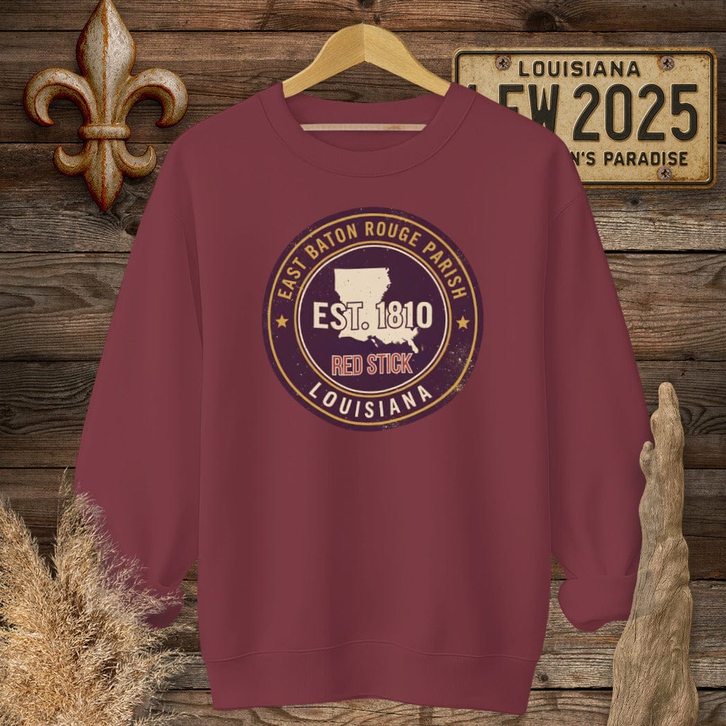 S / Garnet Louisiana East Baton Rouge Parish Sweatshirt by Laissez Faire Wear