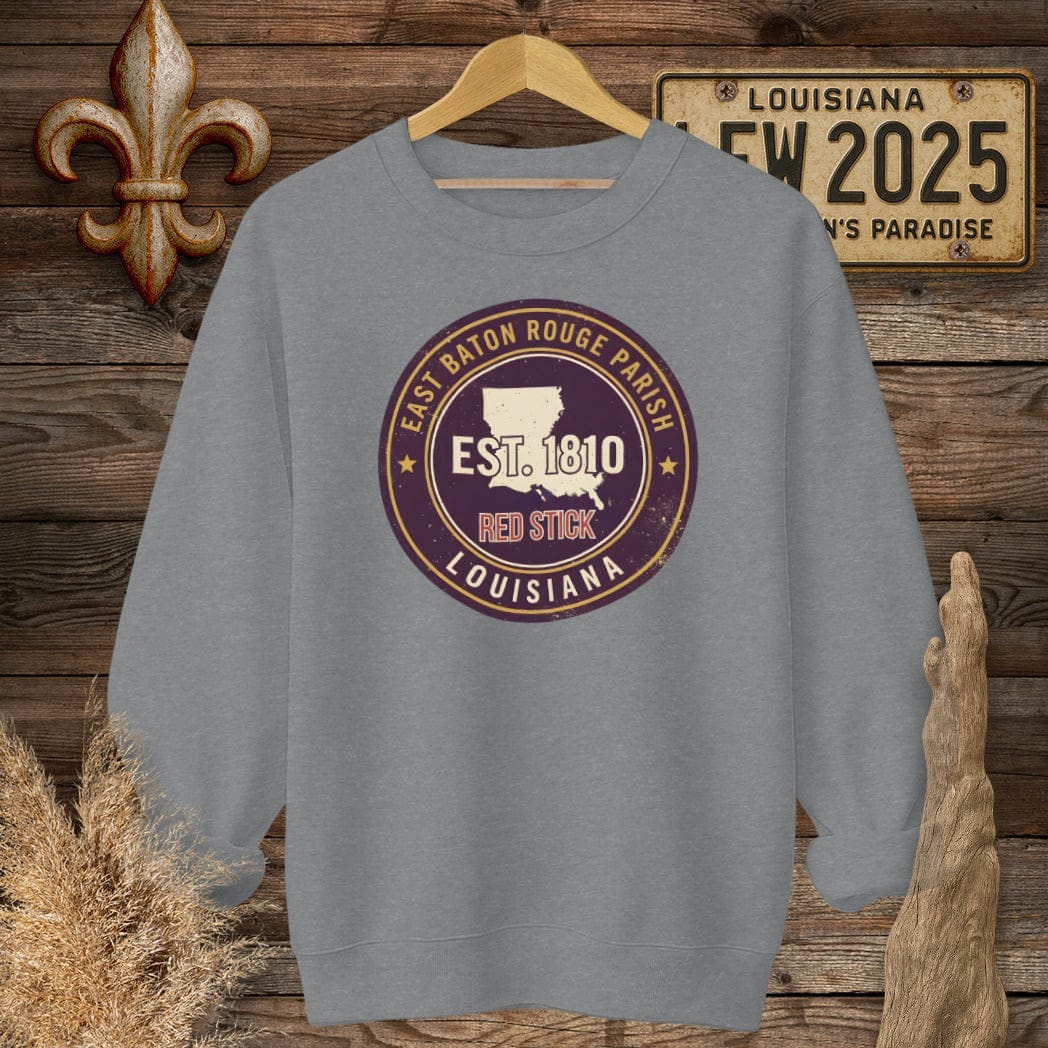S / Graphite Heather Louisiana East Baton Rouge Parish Sweatshirt by Laissez Faire Wear