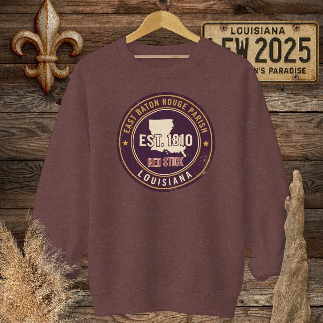 S / Heather Sport Dark Maroon Louisiana East Baton Rouge Parish Sweatshirt by Laissez Faire Wear