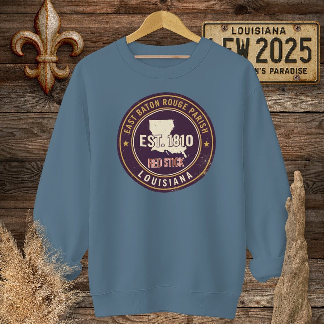 S / Indigo Blue Louisiana East Baton Rouge Parish Sweatshirt by Laissez Faire Wear