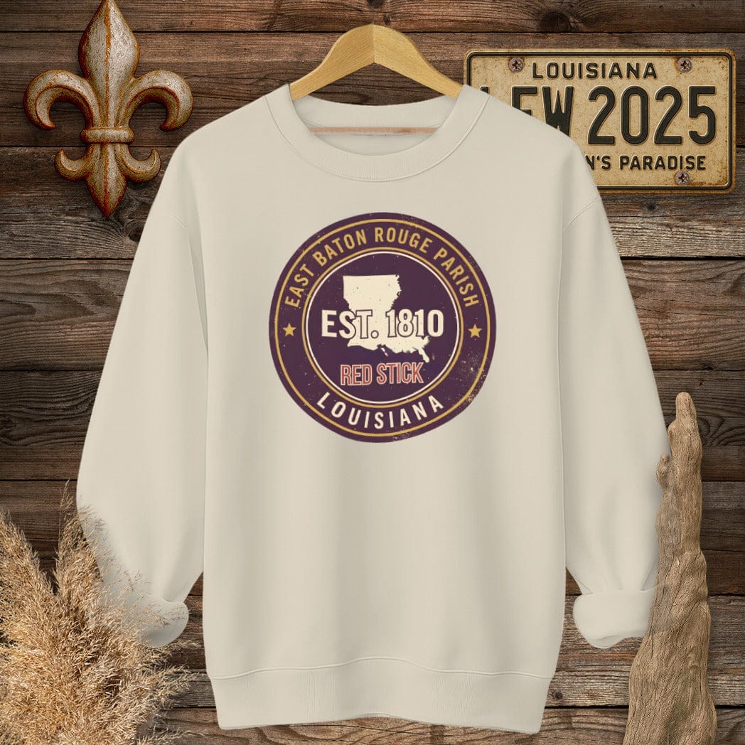 S / Sand Louisiana East Baton Rouge Parish Sweatshirt by Laissez Faire Wear