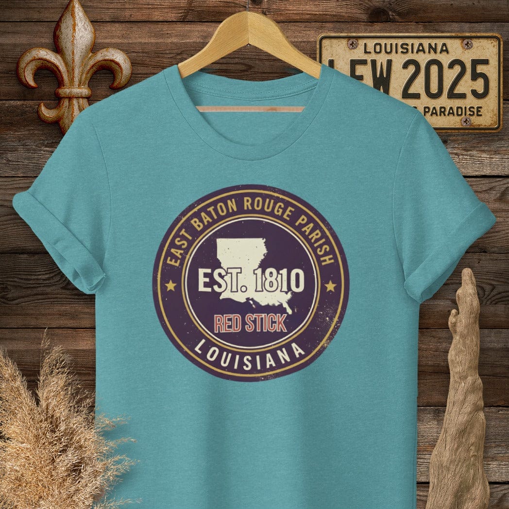 S / Heather Galapagos Blue Louisiana East Baton Rouge Parish T-Shirt by Laissez Faire Wear
