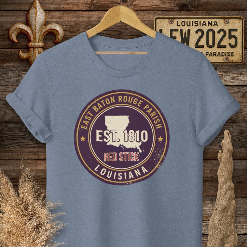 S / Heather Indigo Louisiana East Baton Rouge Parish T-Shirt by Laissez Faire Wear