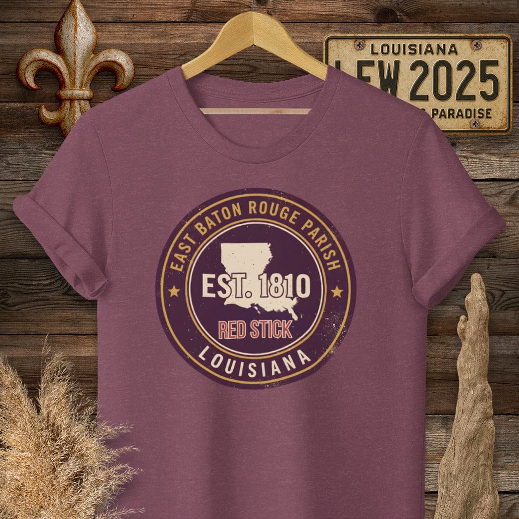 S / Heather Maroon Louisiana East Baton Rouge Parish T-Shirt by Laissez Faire Wear