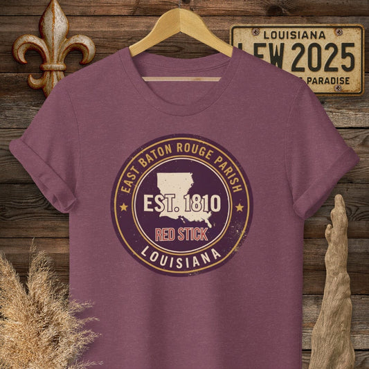 S / Heather Maroon Louisiana East Baton Rouge Parish T-Shirt by Laissez Faire Wear