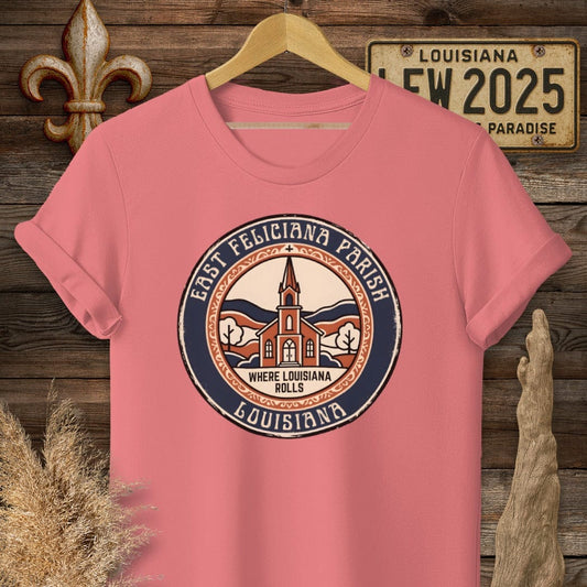 S / Coral Silk Louisiana East Feliciana Parish T-Shirt by Laissez Faire Wear