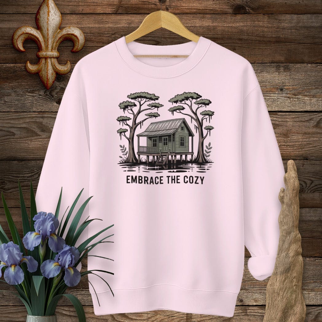 S / Light Pink Louisiana Embrace The Cozy Sweatshirt by Laissez Faire Wear