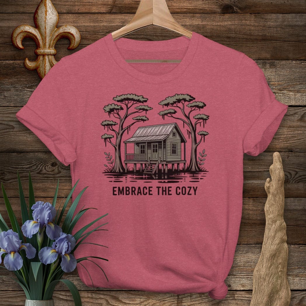 S / Heather Cardinal Louisiana Embrace The Cozy T-Shirt by Laissez Faire Wear