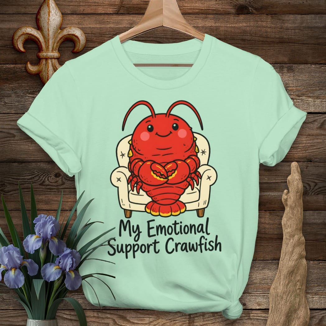 S / Mint Green Louisiana Emotional Support Crawfish T-Shirt by Laissez Faire Wear