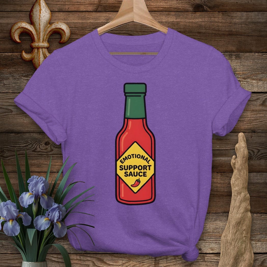 S / Heather Purple Louisiana Emotional Support Sauce T-Shirt by Laissez Faire Wear