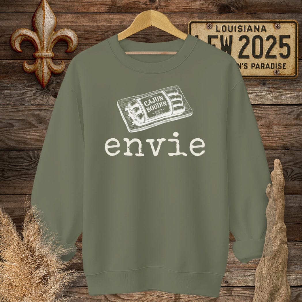 S / Military Green Louisiana Envie Cajun French Boudin Sweatshirt by Laissez Faire Wear