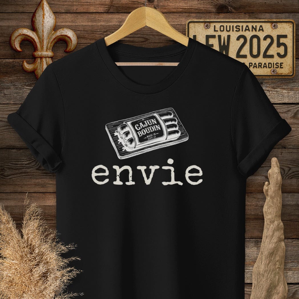 S / Black Louisiana Envie Cajun French Boudin T-Shirt by Laissez Faire Wear