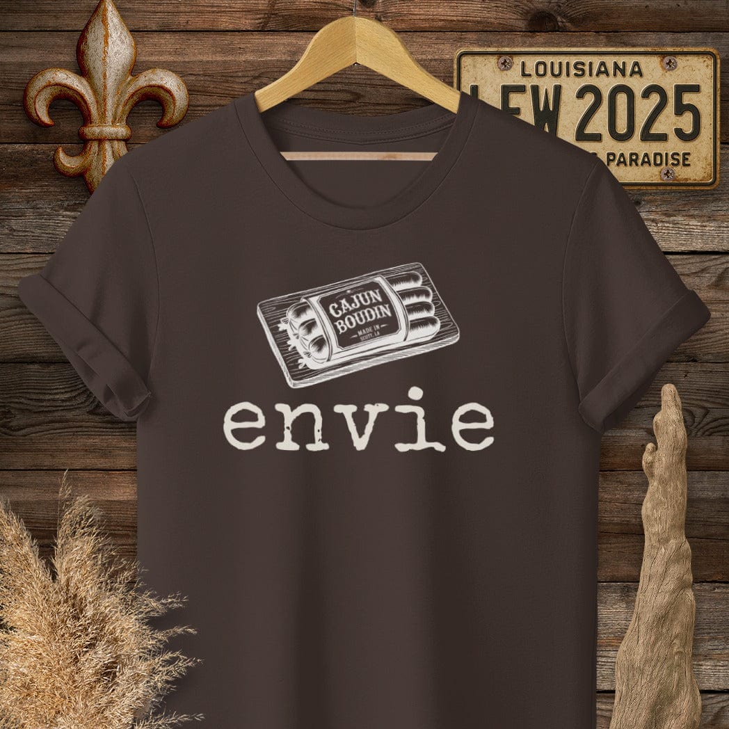 S / Dark Chocolate Louisiana Envie Cajun French Boudin T-Shirt by Laissez Faire Wear