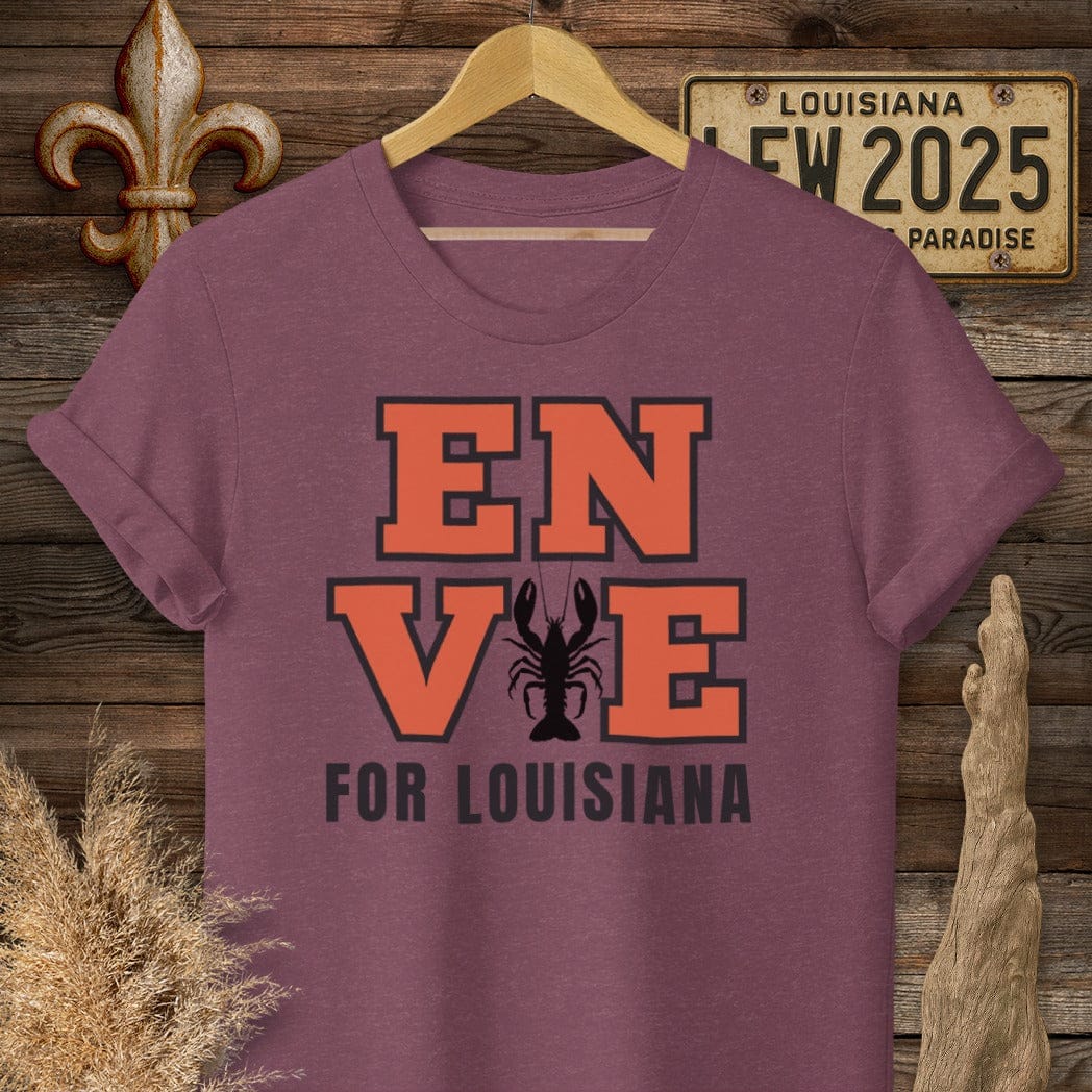 S / Heather Maroon Louisiana Envie for Louisiana T-Shirt by Laissez Faire Wear