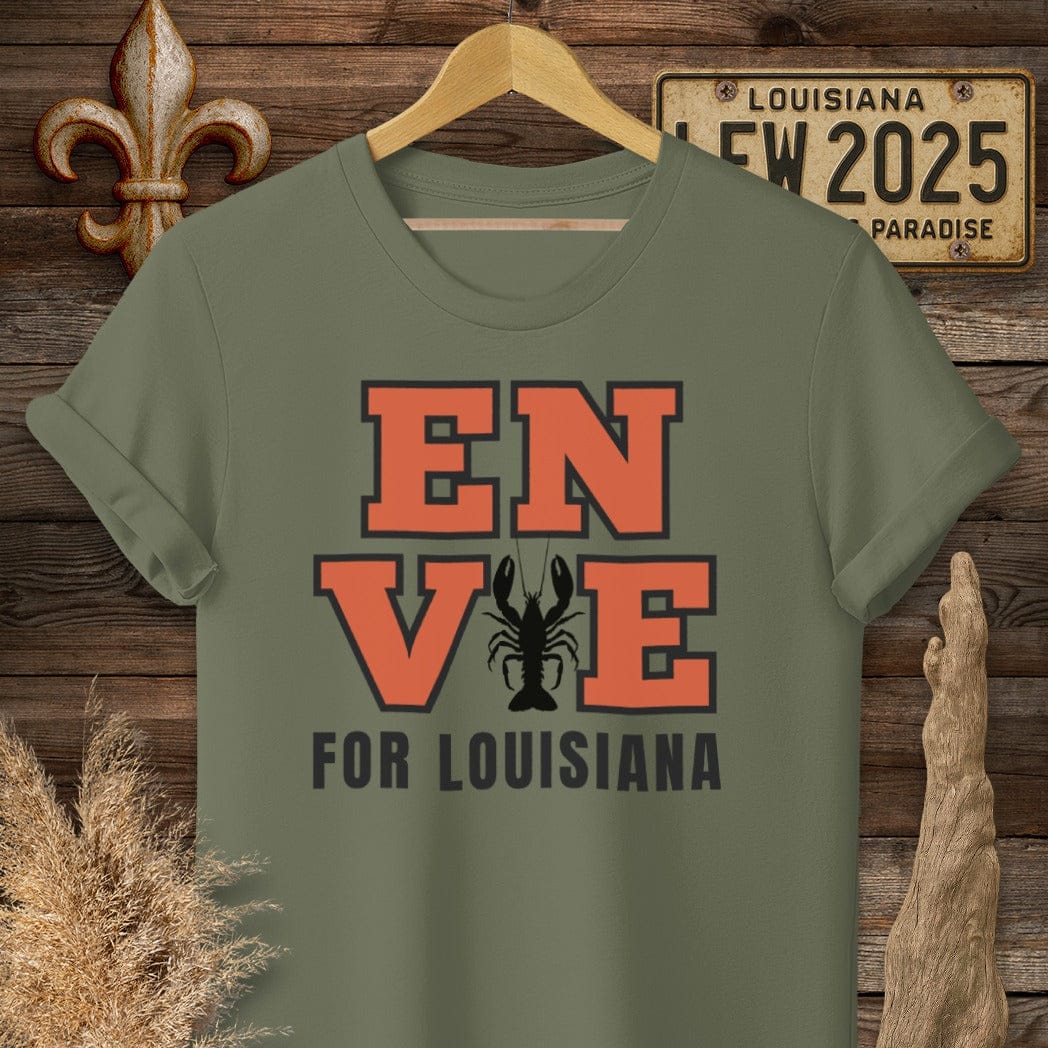 S / Military Green Louisiana Envie for Louisiana T-Shirt by Laissez Faire Wear