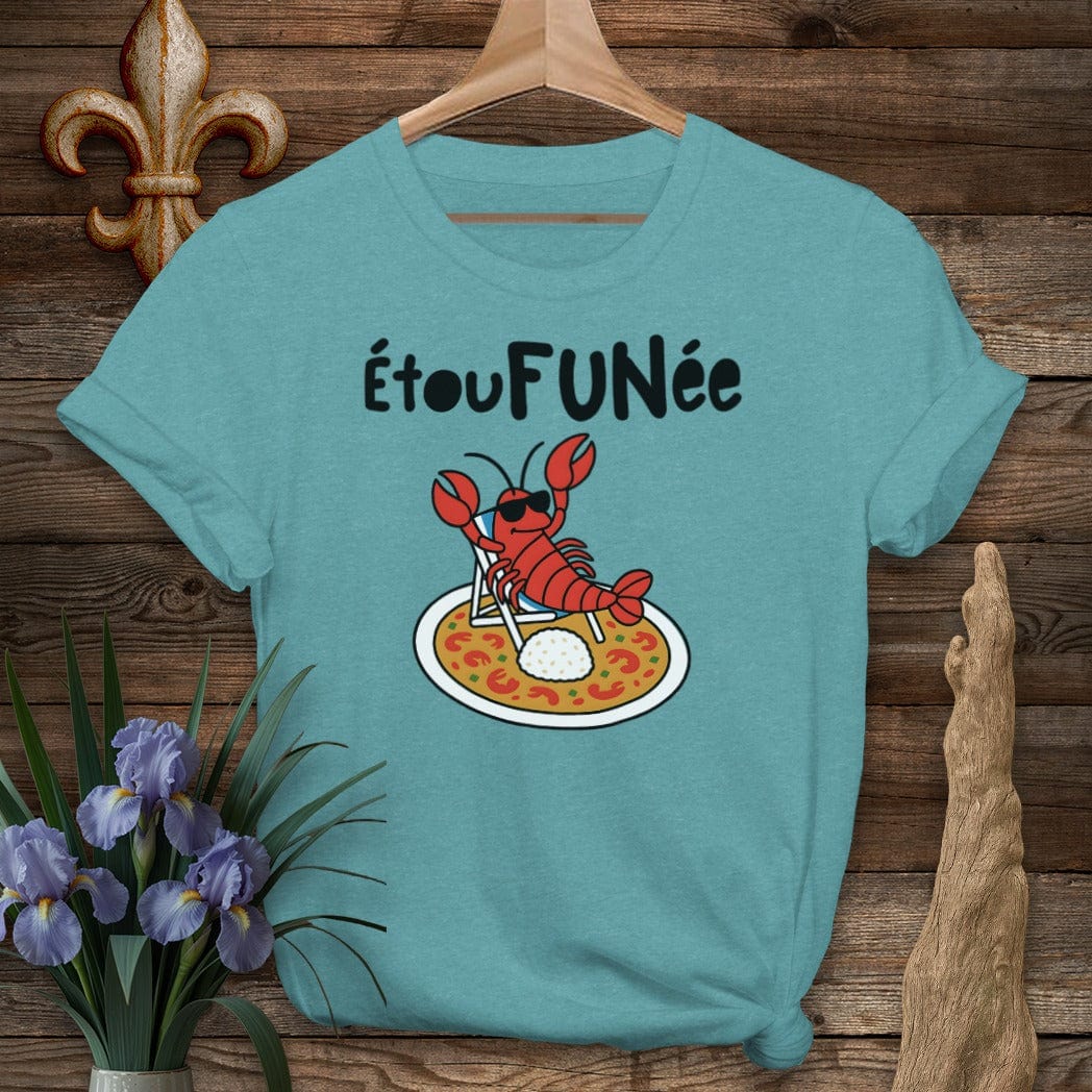 S / Heather Galapagos Blue Louisiana EtouFUNee T-Shirt by Laissez Faire Wear