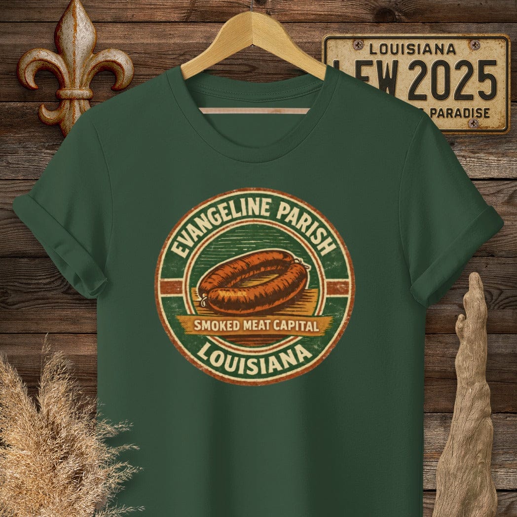 S / Forest Green Louisiana Evangeline Parish T-Shirt by Laissez Faire Wear