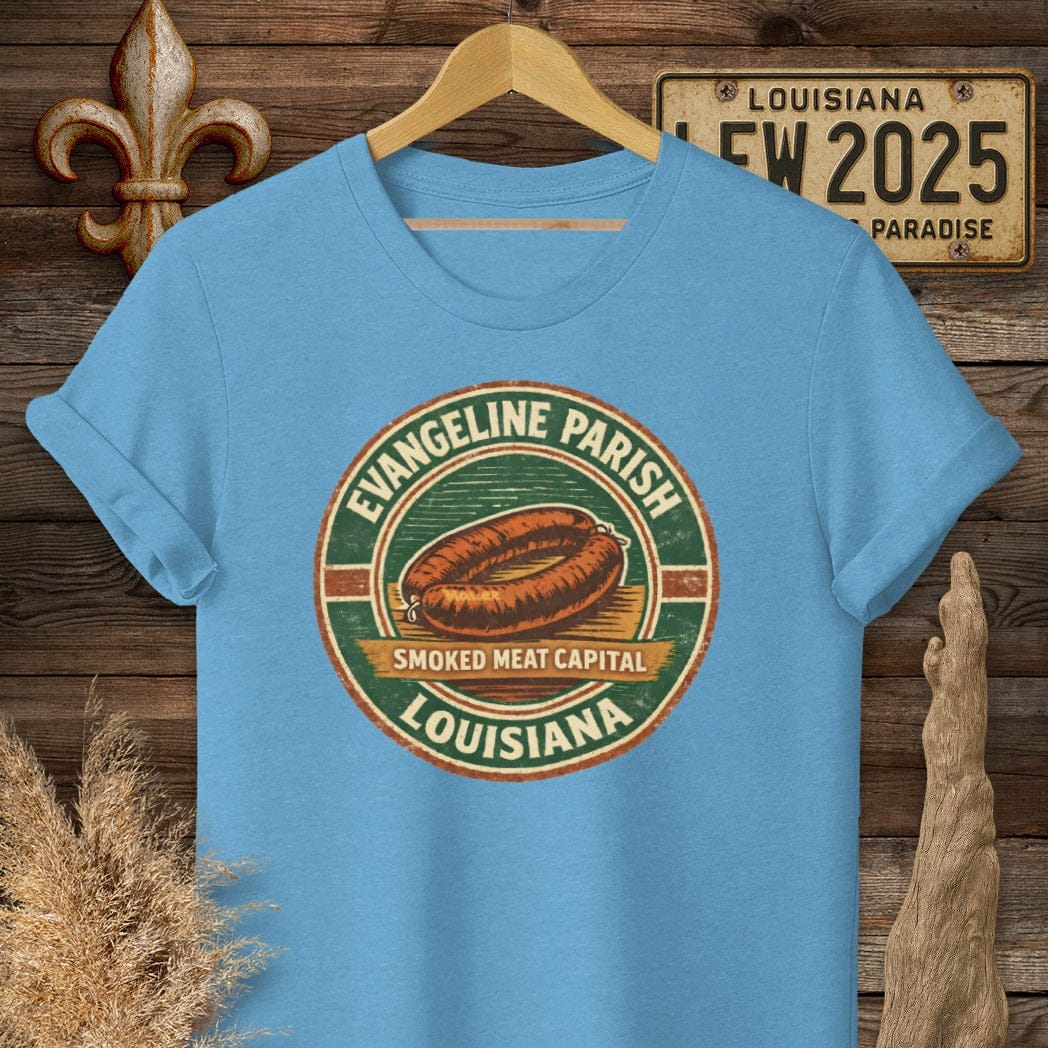 S / Heather Sapphire Louisiana Evangeline Parish T-Shirt by Laissez Faire Wear