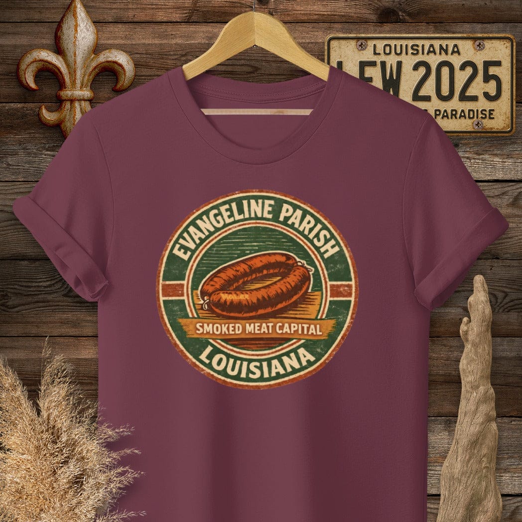S / Maroon Louisiana Evangeline Parish T-Shirt by Laissez Faire Wear