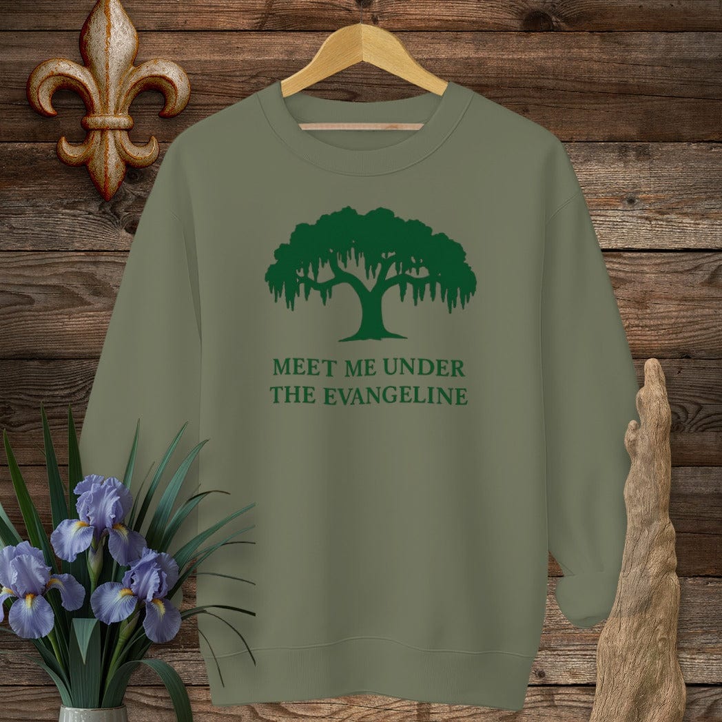S / Military Green Louisiana Evangeline Sweatshirt by Laissez Faire Wear