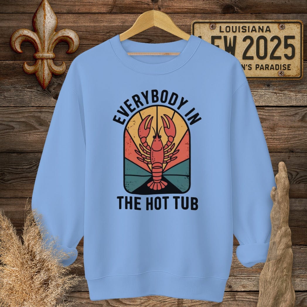 S / Carolina Blue Louisiana Everybody in the Hot Tub Sweatshirt by Laissez Faire Wear