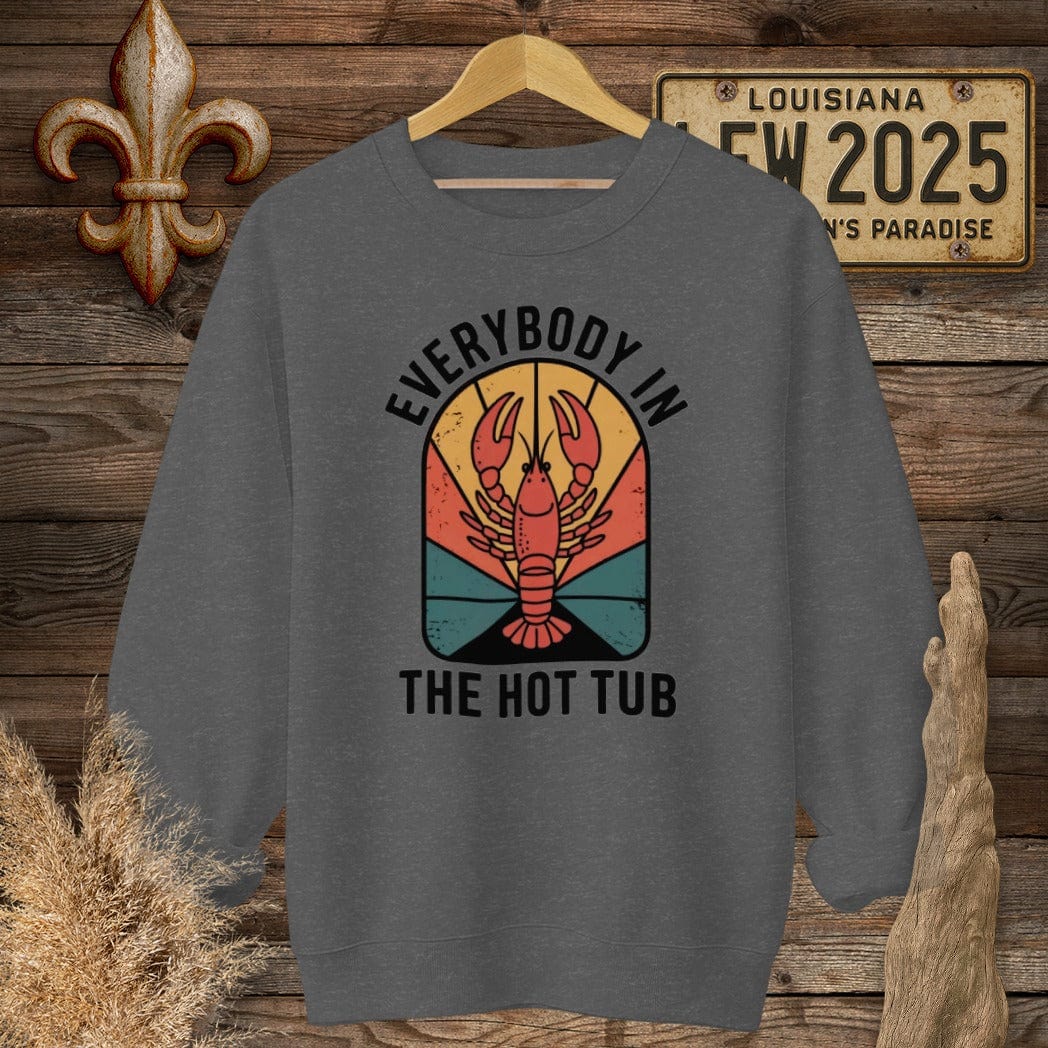 S / Dark Heather Louisiana Everybody in the Hot Tub Sweatshirt by Laissez Faire Wear