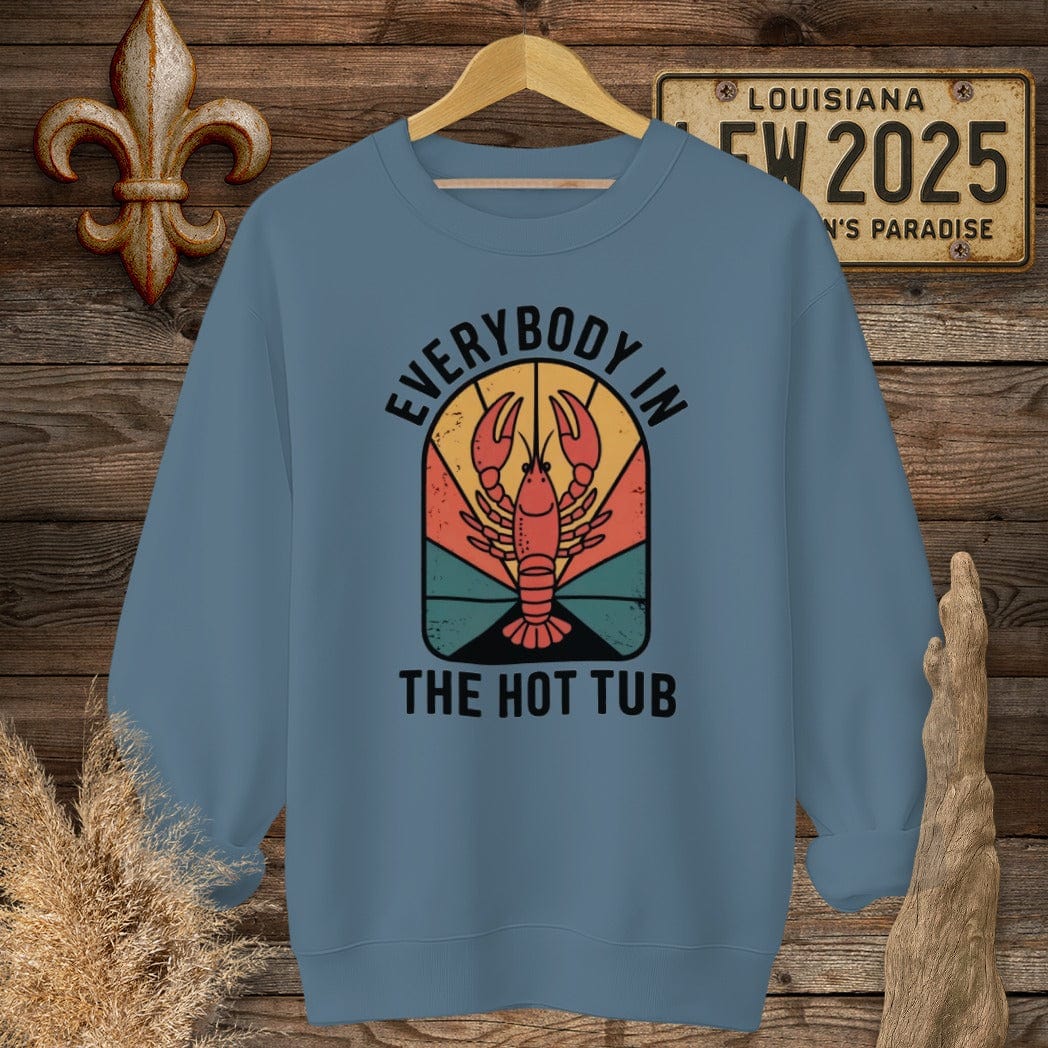 S / Indigo Blue Louisiana Everybody in the Hot Tub Sweatshirt by Laissez Faire Wear