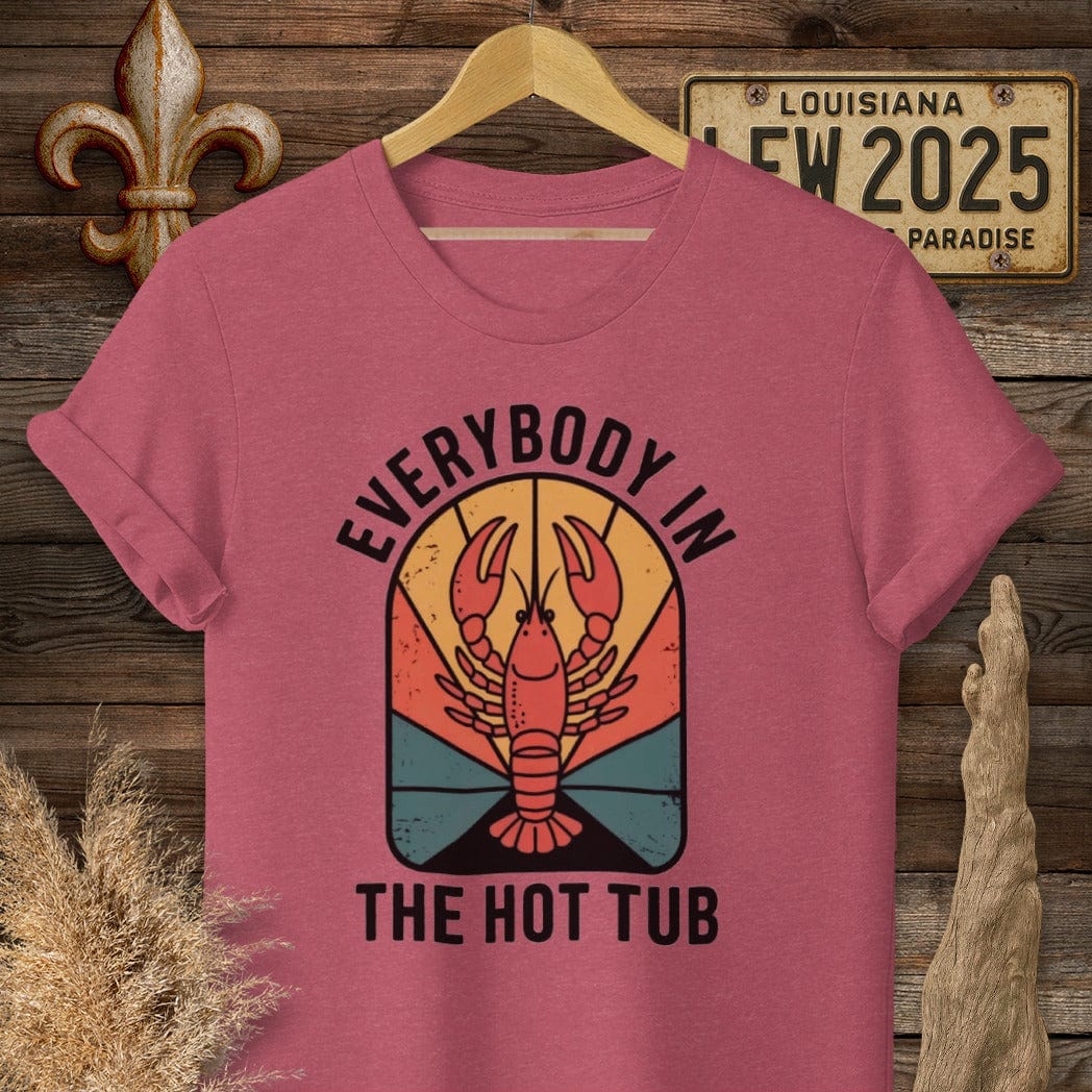 S / Heather Cardinal Louisiana Everybody in the Hot Tub T-Shirt by Laissez Faire Wear