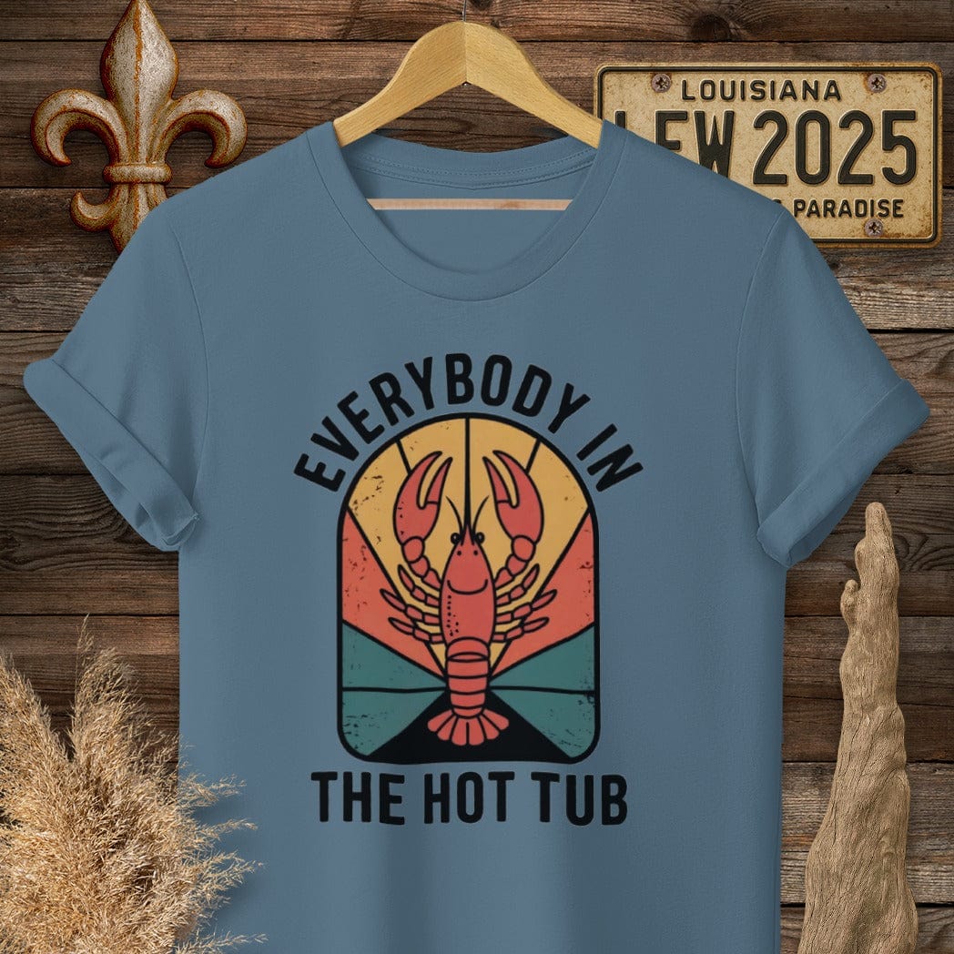 S / Indigo Blue Louisiana Everybody in the Hot Tub T-Shirt by Laissez Faire Wear