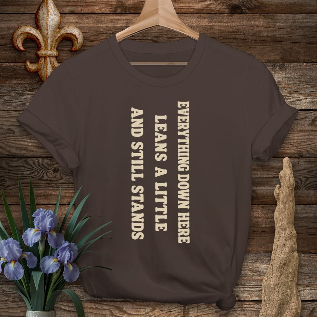 S / Dark Chocolate Louisiana Everything Here Leans T-Shirt by Laissez Faire Wear