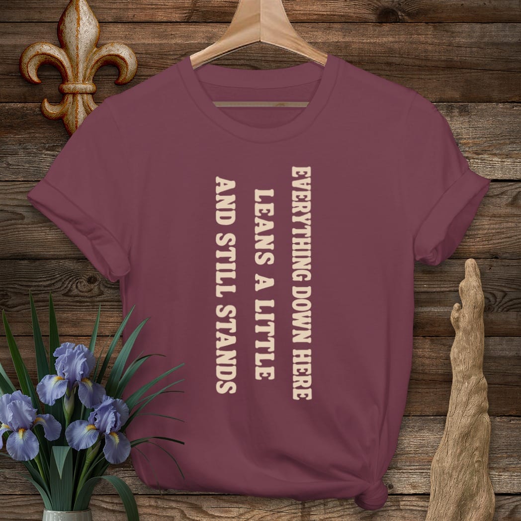 S / Maroon Louisiana Everything Here Leans T-Shirt by Laissez Faire Wear