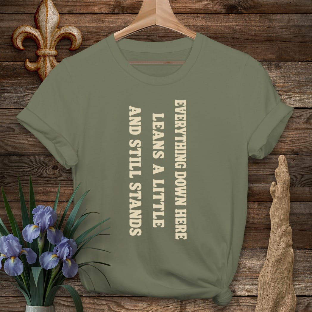 S / Military Green Louisiana Everything Here Leans T-Shirt by Laissez Faire Wear