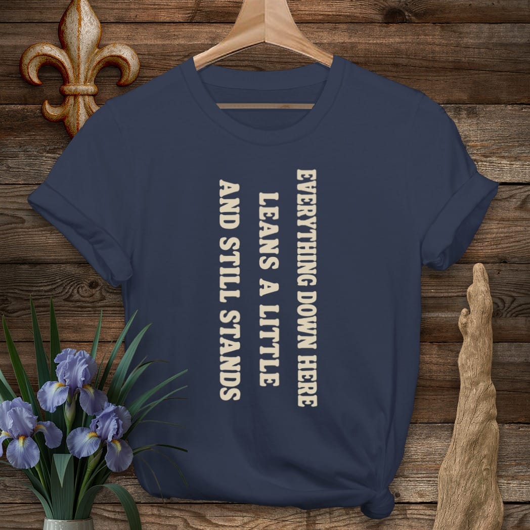 S / Navy Louisiana Everything Here Leans T-Shirt by Laissez Faire Wear