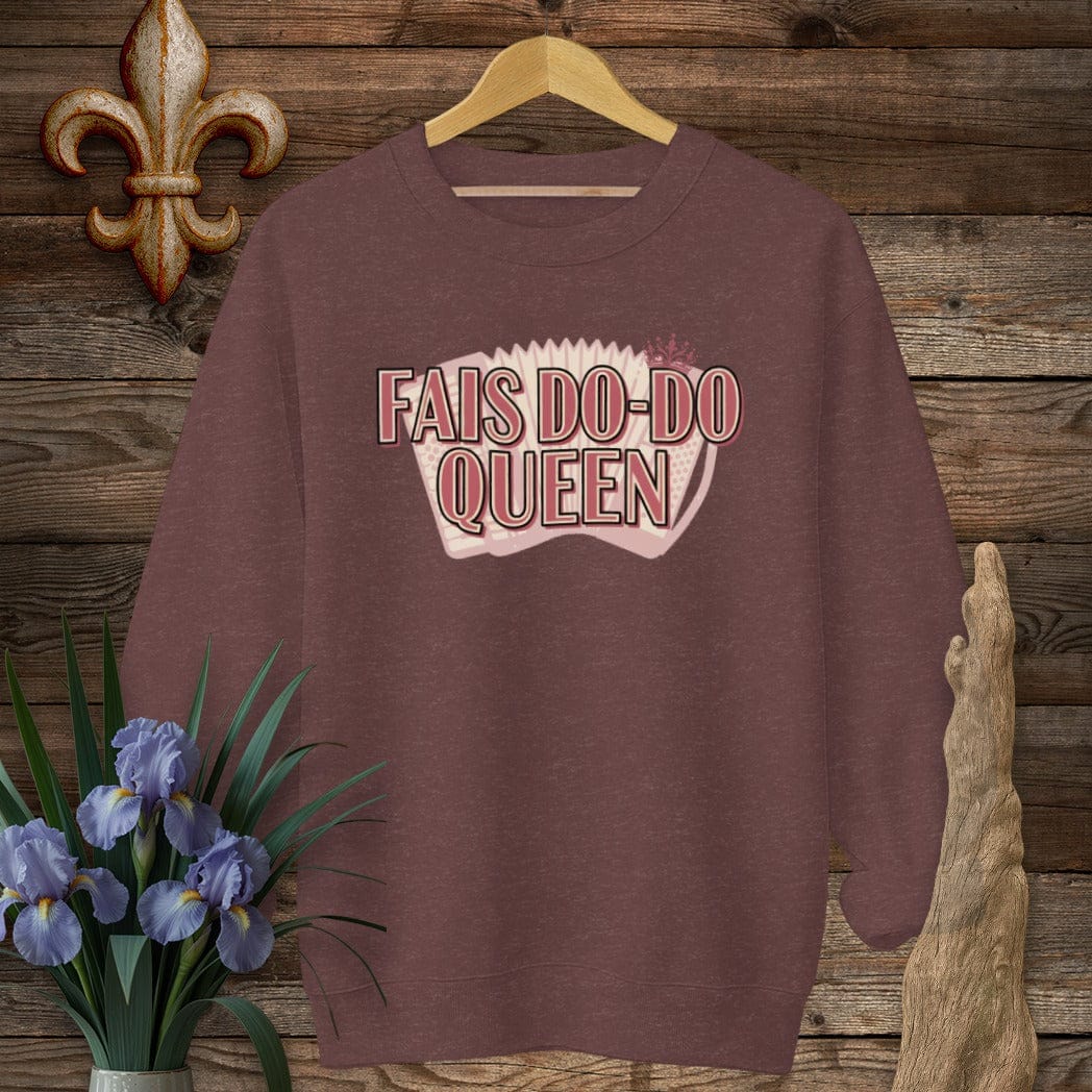 S / Heather Sport Dark Maroon Louisiana Fais Do-Do Queen Sweatshirt by Laissez Faire Wear