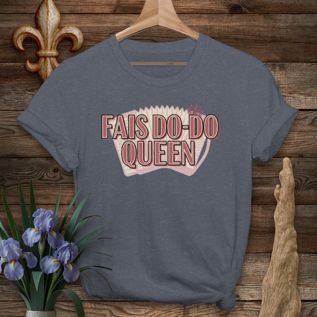 S / Heather Navy Louisiana Fais Do-Do Queen T-Shirt by Laissez Faire Wear