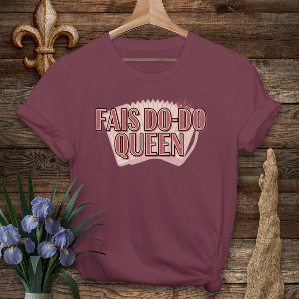 S / Maroon Louisiana Fais Do-Do Queen T-Shirt by Laissez Faire Wear