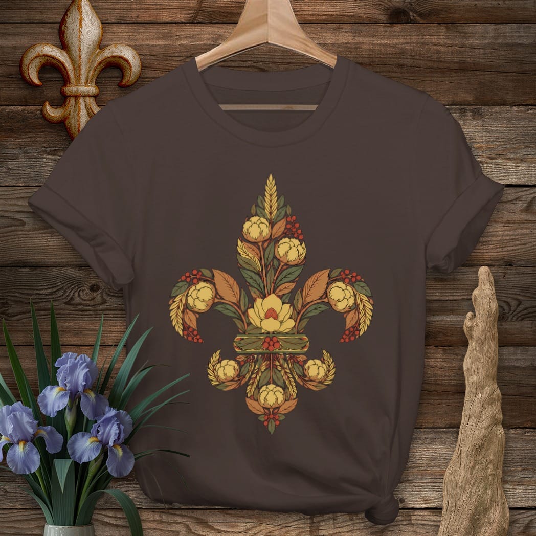 S / Dark Chocolate Louisiana Fall Fleur T-Shirt by Laissez Faire Wear
