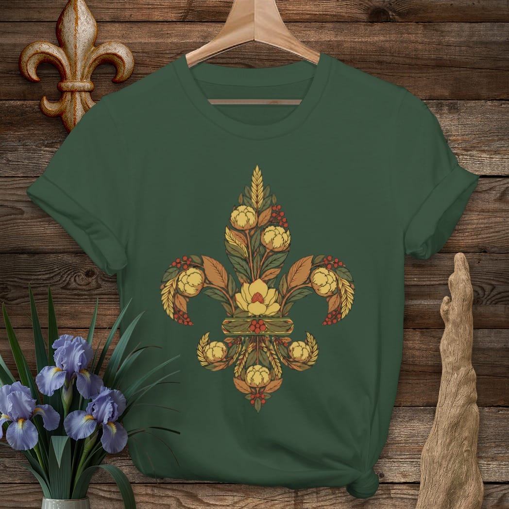 S / Forest Green Louisiana Fall Fleur T-Shirt by Laissez Faire Wear