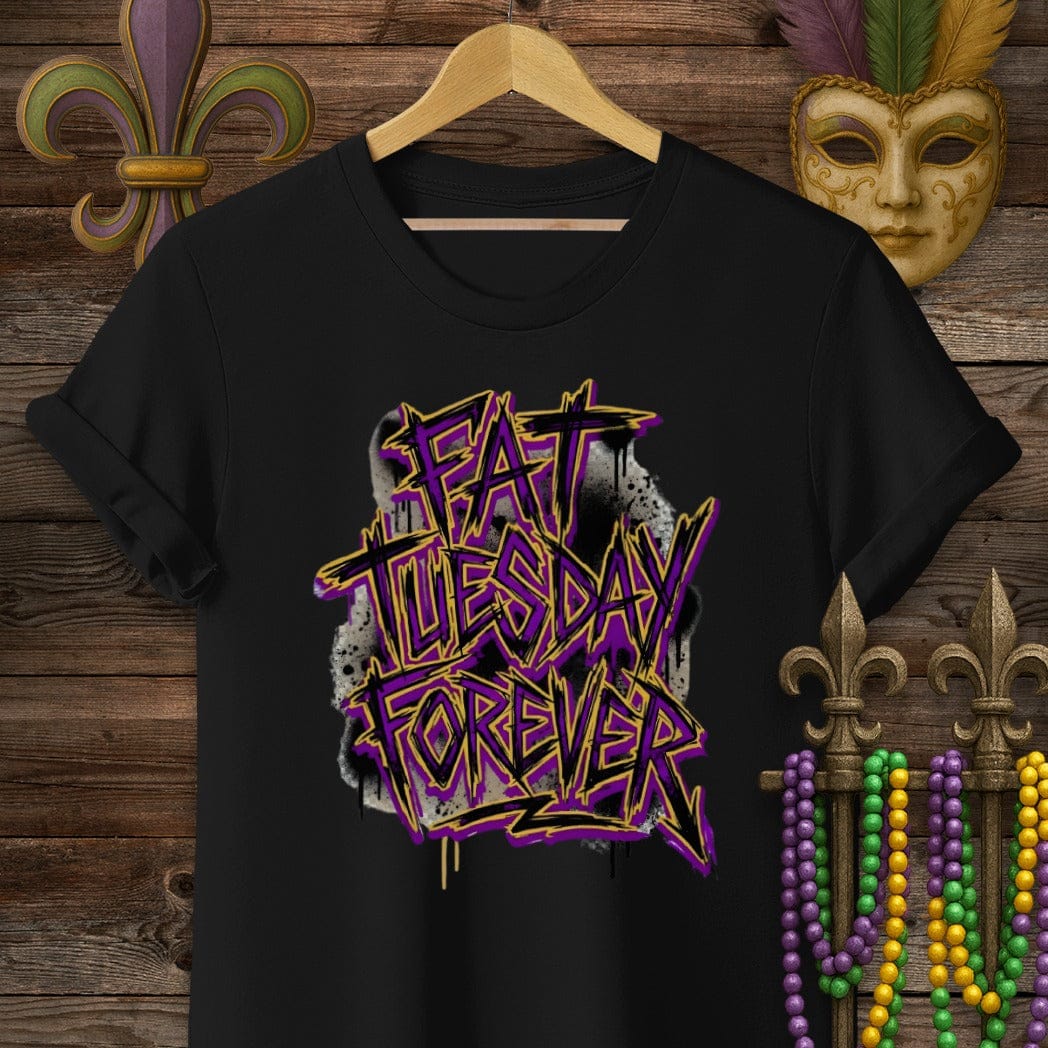 S / Black Louisiana Fat Tuesday Forever T-Shirt by Laissez Faire Wear
