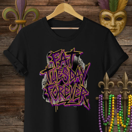 S / Black Louisiana Fat Tuesday Forever T-Shirt by Laissez Faire Wear